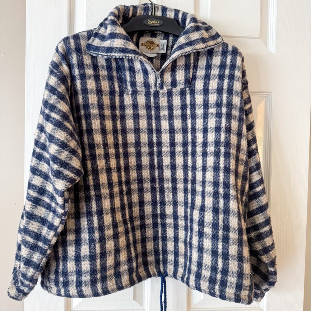 Vintage Earth Ragz Baja Men’s Hoodie 3/4 Zip American Flannel Pullover M